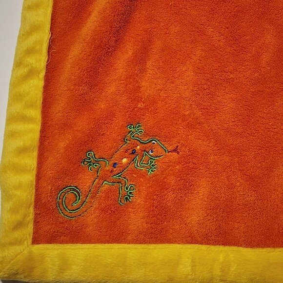 Blankets and Beyond  orange plush lovey security blanket Lizard Gecko embroidery - Picture 2 of 5